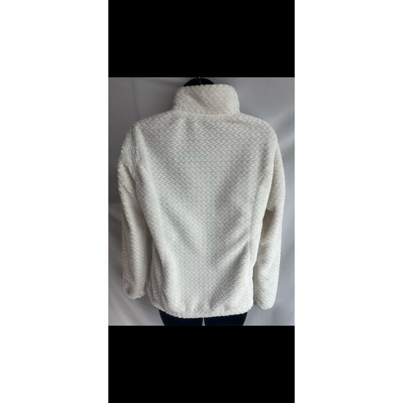 Free 2B White Plush Full Zip Jacket sz M Casual Teddy Spring Transitional Soft - Picture 5 of 12